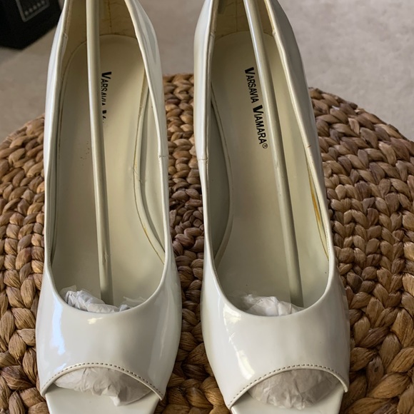 Varsavia Viamara white leather high heels. Peep toe 7.5 - Picture 3 of 5